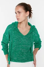 Trendyol zielony sweter z dzianiny z kapturem