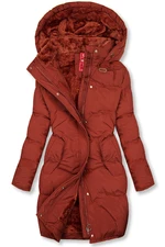 Winterjacke mit kuscheliger Teddy Fleece braunrot