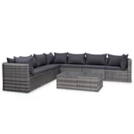 9 Piece Garden Lounge Set with Cushions Poly Rattan Gray