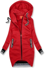 Sportliche Sweatjacke in lange Form rot