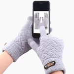 Jassy Men's Knitted Fleece Thick Warm Touch Screen Half Finger Gloves