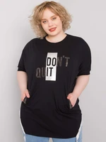 Black blouse plus sizes with inscription