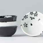 MADE IN JAPAN Set 4 misek Black & White Sakura Design