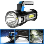 2PCS BIKIGHT P500 Double Light 500m Long Range Strong Flashlight with COB Sidelight USB Rechargeable Powerful Handheld S