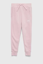 Dětské tepláky Under Armour růžová barva, hladké