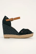 Sandále Tommy Hilfiger BASIC OPENED TOE HIGH WEDGE tmavomodrá farba, FW0FW04784