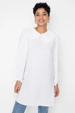 Trendyol White Baby Collar Woven Cotton Tunic