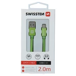 Datový kabel Swissten Textile USB/USB-C, 2,0m, zelený