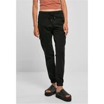 Women's high-waisted cargo jogging pants - black