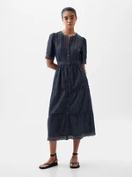 Navy Blue Women's Denim Midi Dress with Lace GAP