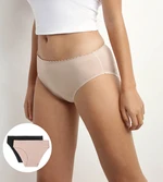 DIM BODY TOUCH MIDI BRIEF 2x - Dámske ponožky 2 ks - čierna - béžová