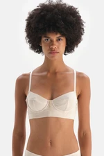 Dagi Ecru Button Detailed Rib Underwire Bra