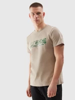 Pánske regular tričko s potlačou - béžové