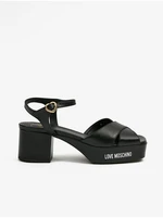 Black Women's Leather Sandals Love Moschino