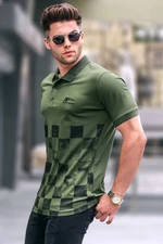 Madmext Khaki Green Patterned Men's Polo Neck T-Shirt 5871