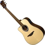 LAG Tramontane HyVibe 20 LH Natural Gloss Guitare Dreadnought acoustique-électrique