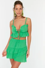 Trendyol Green Voluminous Detailed Beach Blouse-Beach Skirt Set