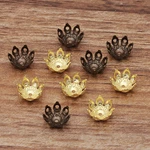 100 PCS 10mm Metal Brass Filigree Flowers Bead Caps Connectors For DIY Jewelry Making