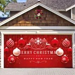 7x16 Ft Merry Christmas Holiday Banner Garage Door Party Decor Background Wallpaper Background for Festival Celebration Supplies