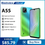 Blackview New A55 Smartphone 3GB 16GB 6.528" HD 4780mAh Quad Core Android11 Mobile Phone MT6761V 5MP+8MP Camera Cell Phone