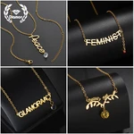 Diamon Necklace for Women Personalized Custom Name Stainless Steel Letter Zircon Pendant Nameplate for Men Women Jewelry Gift