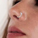 1Pcs Stainless Steel Fake Piercing Nose Ring Crystal Clip On Nose Ear Clip Cuff Earring For Women Girl Gift Body Jewelry