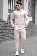 Madmext Beige Pocket Detailed Men's Tracksuit Set 4726