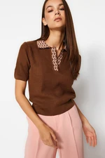 Trendyol Mink Polo Neck Knitwear Blouse