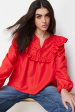 Trendyol Pomegranate Blossom Flounce Detail Woven Blouse