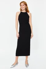 Trendyol Black Fitted Halter Neck Midi Pencil Skirt Woven Dress