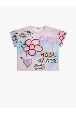 Koton Crop T-Shirt Graffiti Printed Short Sleeve Crew Neck