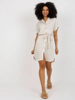 Light beige shirt dress with belt from RUE PARIS