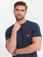 Ombre Men's casual t-shirt with patch pocket - navy blue