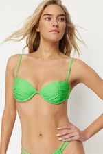 Trendyol Green Balconette Draped Push Up Bikini Top