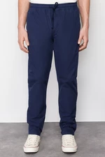 Trendyol Navy Blue Relaxed Summer 100% Cotton Soft Linen Elastic Waist Trousers Jogger