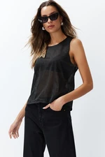 Trendyol Black Transparent Detailed Fine Knitted Blouse