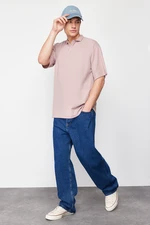 Trendyol Limited Edition Dusty Rose Oversize/Wide Cut Soild Fabric Polo Neck T-Shirt