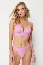 Trendyol Cyclamen texturált magas szárú bikini alsó