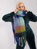 Dark blue and green plaid winter scarf