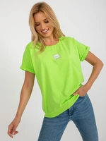 Lime women's blouse for everyday wear with appliqué