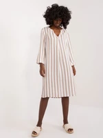 White and beige loose dress with pockets SUBLEVEL