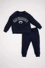 DEFACTO Baby Boy Printed Sweatshirt Tracksuit Bottom 2-Piece Set