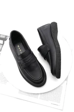 Marjin Women's Genuine Leather Loafers Casual Shoes Carez Black