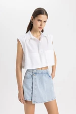 DEFACTO Crop Poplin Short Sleeve Shirt