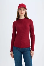 DEFACTO Half Turtleneck Ribbed Camisole Basic Plain Long Sleeve T-Shirt Tunic