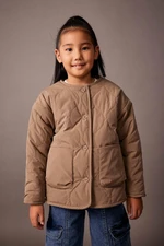 DEFACTO Girl's Quilted Double-Sided Faux Für Lined Coat