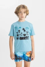 DEFACTO Boy's Crew Neck Printed Short Sleeve T-Shirt