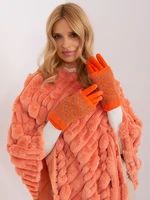 Orange warm women's gloves