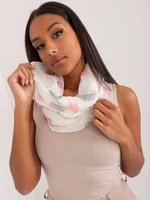 Ecru-pink women's scarf with polka dots