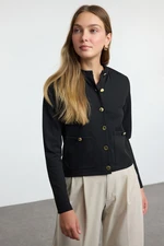 Trendyol Black Button Detailed Crew Neck Regular Cut Jacket